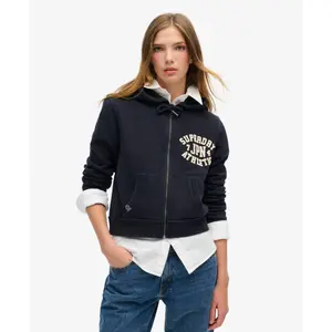 Casual cropped zip-up hoodie for women Superdry Athletic Essentials image-1