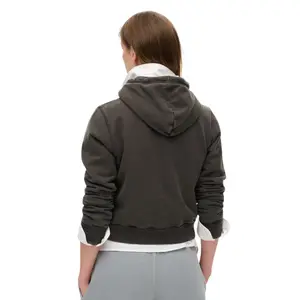 Casual cropped zip-up hoodie for women Superdry Athletic Essentials image-3