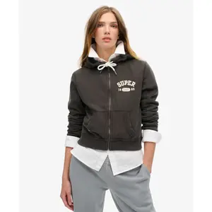 Casual cropped zip-up hoodie for women Superdry Athletic Essentials image-1