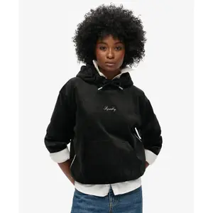 Women’s oversized velvet hoodie Superdry Country Club image-1