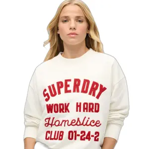Sudadera de cuello redondo amplia bordada mujer Superdry Crew image-3