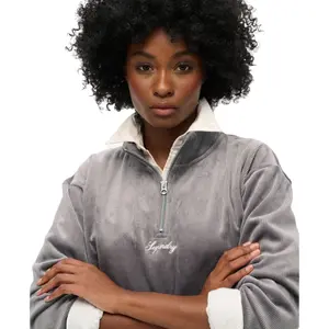 Women's half-zip velvet sweatshirt Superdry Country Club image-4