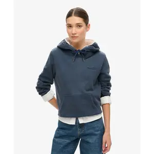 Women's half-brushed logo hoodie sweatshirt Superdry Essential image-1