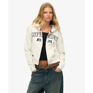 Women's casual cropped zip-up hoodie Superdry Athletic Essentials image-1