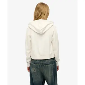Women's casual cropped zip-up hoodie Superdry Athletic Essentials image-3