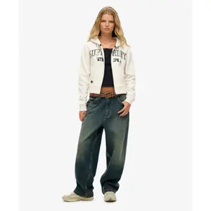 Women's casual cropped zip-up hoodie Superdry Athletic Essentials image-2