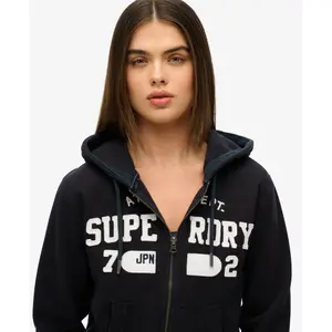 Women's casual cropped zip-up hoodie Superdry Athletic Essentials image-4