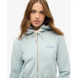 Women's cropped zip-up hoodie with logo Superdry Essential image-4