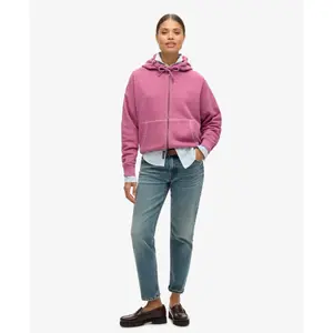 Sweatshirt com capuz zipado tingido para mulher Superdry Logo Essential image-1