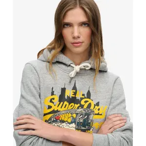 Women's patterned hooded sweatshirt Superdry New York Vintage Logo image-4