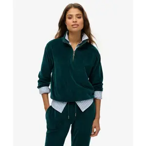 Women's zip-neck velvet sweatshirt Superdry image-1