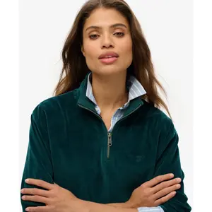 Women's zip-neck velvet sweatshirt Superdry image-3