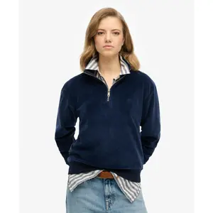 Women's zip-neck velvet sweatshirt Superdry image-1