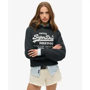 Felpa da donna con cappuccio metallizzato Superdry Vintage Logo image-1