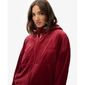 Kurtka dresowa z kapturem, rozpinana, welurowa dla kobiet Superdry Country Club image-3