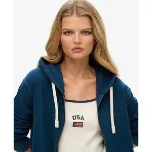 Felpa con cappuccio zip oversize classica da donna Superdry Essential image-4