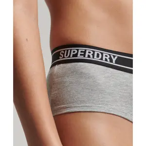 Calções multi logótipo de algodão orgânico de cintura baixa para mulheres Superdry image-3