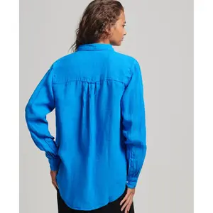 Camisa boyfriend casual de lino para mujer Superdry image-3