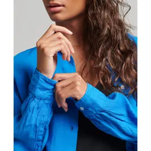 Camisa boyfriend casual de lino para mujer Superdry image-5