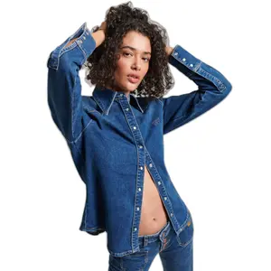 Organic cotton denim shirt for women Superdry Western image-2