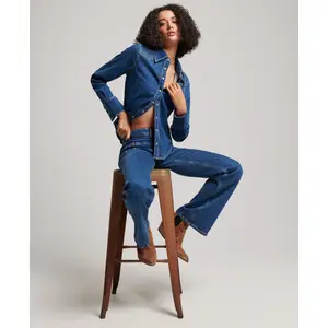 Organic cotton denim shirt for women Superdry Western image-1