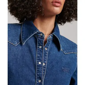Organic cotton denim shirt for women Superdry Western image-4