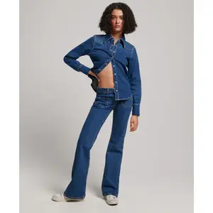 Organic cotton denim shirt for women Superdry Western image-0