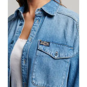Women's oversized denim overshirt Superdry image-4