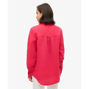 Women's long sleeve linen shirt Superdry Boyfriend image-3