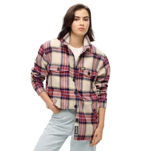 Damen-Karomuster-Schal aus Lammfell Superdry image-1