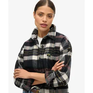 Checkered long sleeve shirt jacket for women Superdry image-3