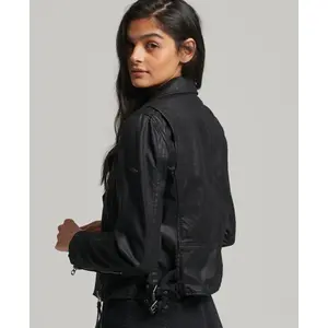 Veste cuir moto femme Superdry Vintage image-1