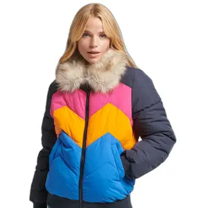 Kurze Daunenjacke Frau Superdry Retro Panel image-0
