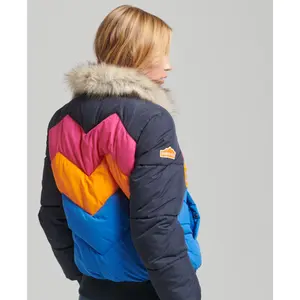 Kurze Daunenjacke Frau Superdry Retro Panel image-2