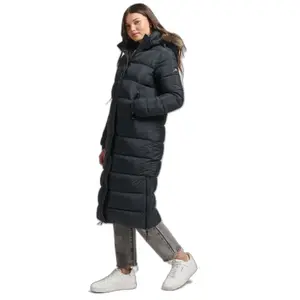 Long hooded down jacket with fake fur woman Superdry image-1