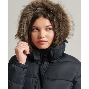Long hooded down jacket with fake fur woman Superdry image-3
