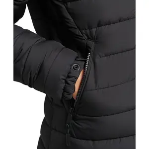 Plumífero largo y ligera con capucha de piel sintética para mujer Superdry image-4