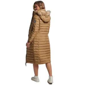 Plumífero largo y ligera con capucha de piel sintética para mujer Superdry image-2