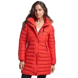 Casaco feminino com capuz de comprimento médio com pêlo falso Superdry image-1