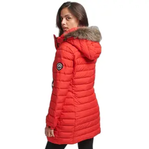 Casaco feminino com capuz de comprimento médio com pêlo falso Superdry image-2