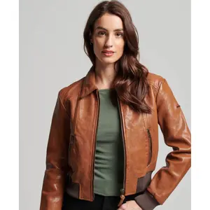 Casaco de cabedal estilo anos 70 para mulher Superdry image-1