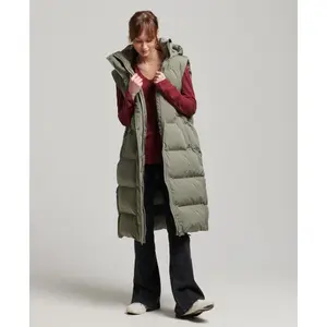 Casaco comprido sem mangas com capuz para mulher Superdry image-1