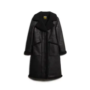 Giubbotto aviatore lungo in pelle ecologica per donna Superdry image-0