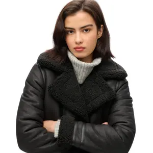 Giubbotto aviatore lungo in pelle ecologica per donna Superdry image-4
