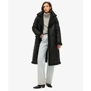 Giubbotto aviatore lungo in pelle ecologica per donna Superdry image-1