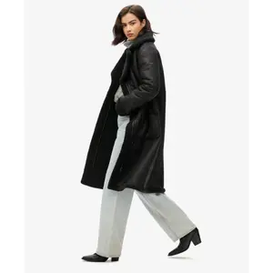 Giubbotto aviatore lungo in pelle ecologica per donna Superdry image-2