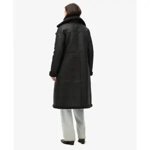 Giubbotto aviatore lungo in pelle ecologica per donna Superdry image-3