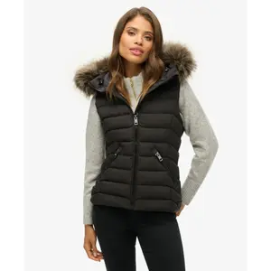 Doudoune sans manche en fausse fourrure à capuche femme Superdry Fuji image-3