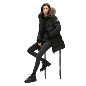 Damen mittellange Daunenjacke mit Kunstfell Superdry image-5