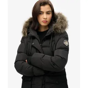 Damen mittellange Daunenjacke mit Kunstfell Superdry image-4